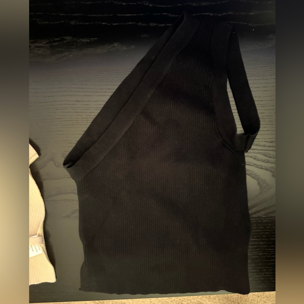 XS off shoulder, open back, black top